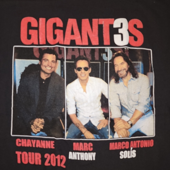 Gigantes 3 Chayanne Marc Anthony Marco Antonio Solis Tour 2012 Mens Tshirt Sz.XL - Picture 2 of 4